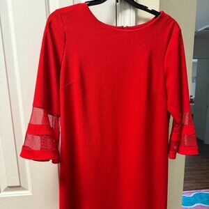 Sandra Darren Red Bell Sleeve Sheath Dress